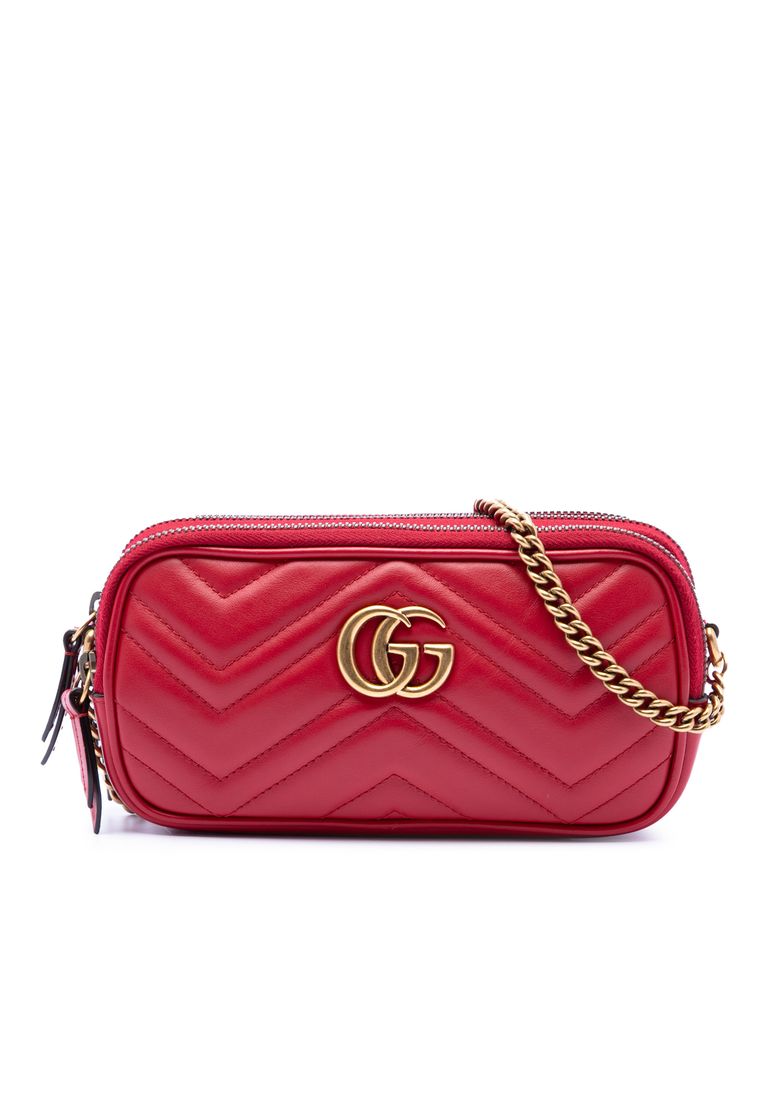 Gucci Pre-Loved Gucci Mini Calfskin Gg Marmont Triple Zip Crossbody