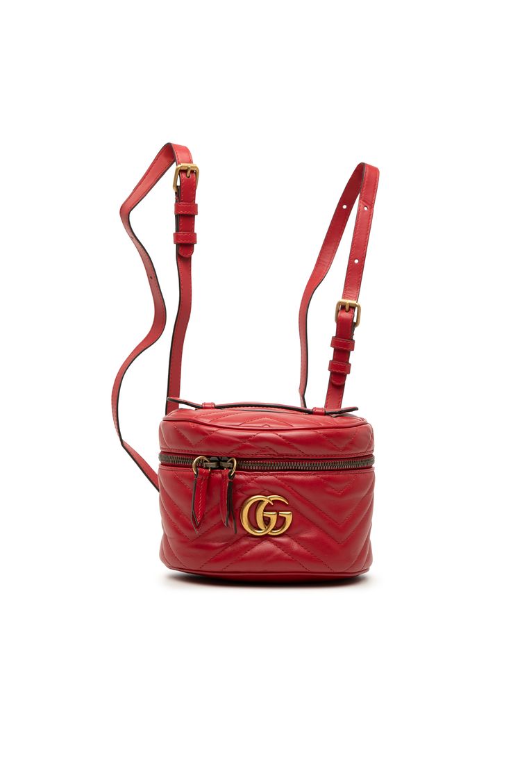 Gucci Pre-Loved Gucci Mini Gg Marmont Matelasse Calfskin Round Backpack