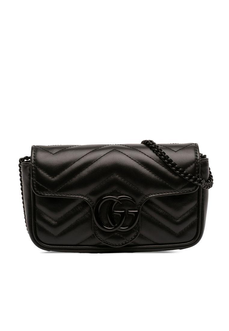 Gucci Pre-Loved Gucci Mini Gg Marmont Matelasse Calfskin Monochrome Flap Crossbody