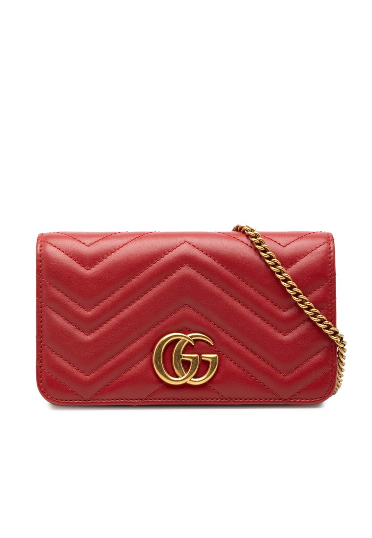 Gucci Pre-Loved Gucci Mini Gg Marmont Matelasse Calfskin Wallet On Chain