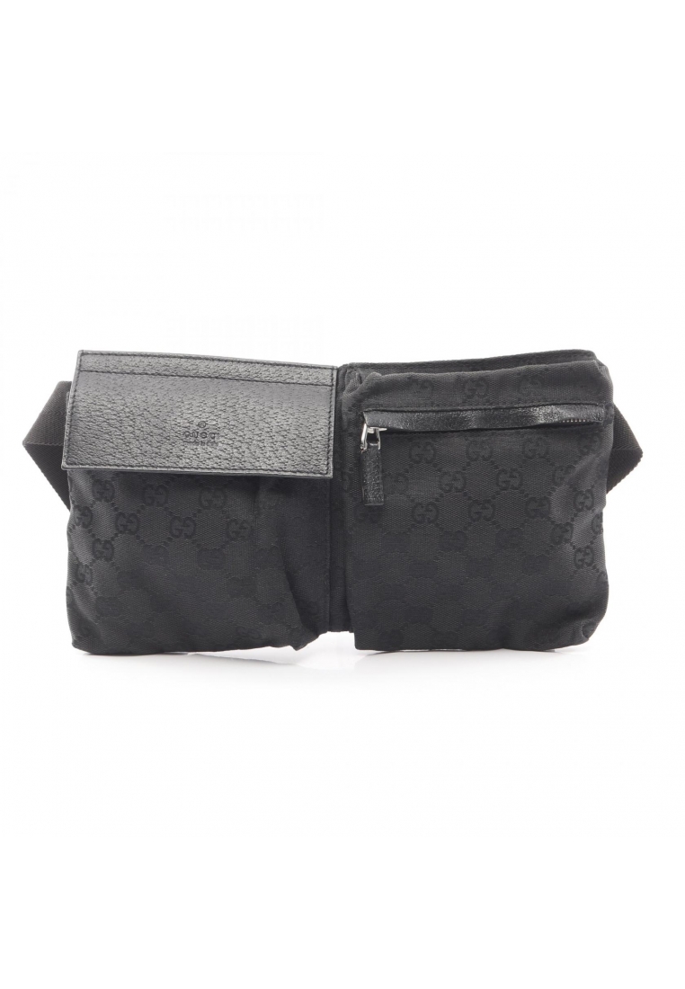Gucci Pre-Loved Gucci GG canvas body bag waist bag canvas leather black