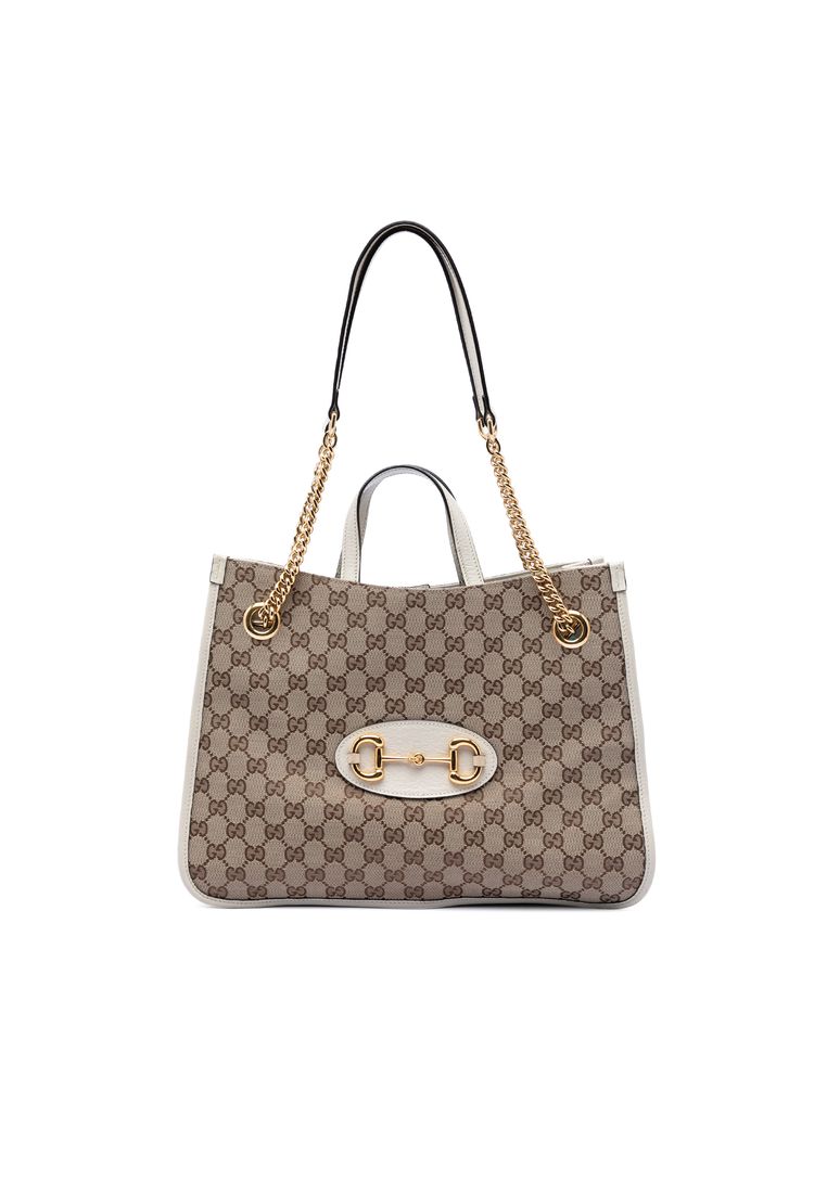 Gucci Pre-Loved Gucci Medium Gg Canvas Horsebit 1955 Chain Tote