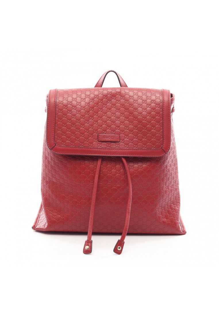 Gucci Pre-Loved Gucci Micro GG Guccissima Backpack rucksack leather Red
