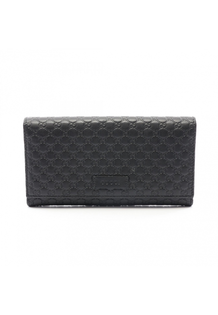 Gucci Pre-Loved Gucci Micro GG Guccissima Bi-fold Long Wallet leather black