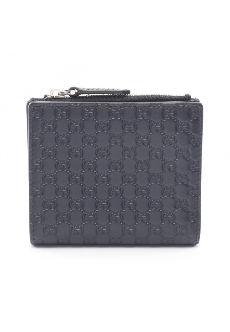 Gucci Pre-Loved Gucci Micro GG Guccissima Bi-fold wallet leather Navy