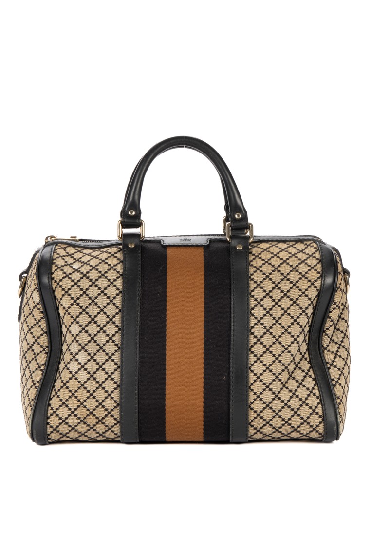Gucci Pre-Loved Vintage Web Boston