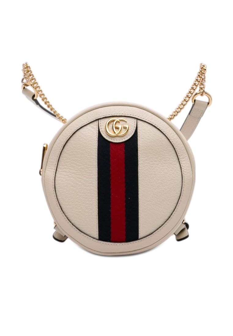 Gucci Pre-Loved Gucci Mini Leather Round Ophidia Backpack