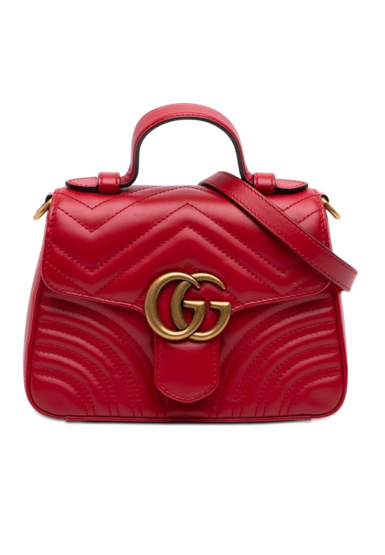 GUCCI Pre-Loved Gucci Mini Gg Marmont Matelasse Leather Top Handle Bag