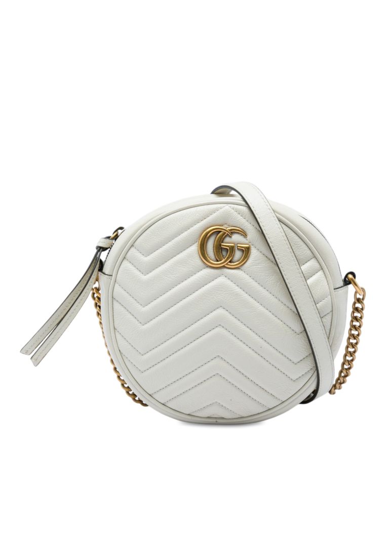 Gucci Pre-Loved Gucci Mini Gg Marmont Matelasse Calfskin Round Crossbody
