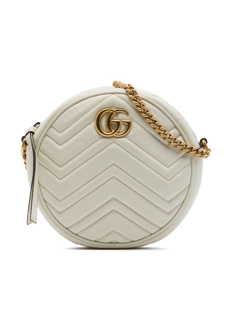 Gucci Pre-Loved Gucci Mini Gg Marmont Matelasse Calfskin Round Crossbody