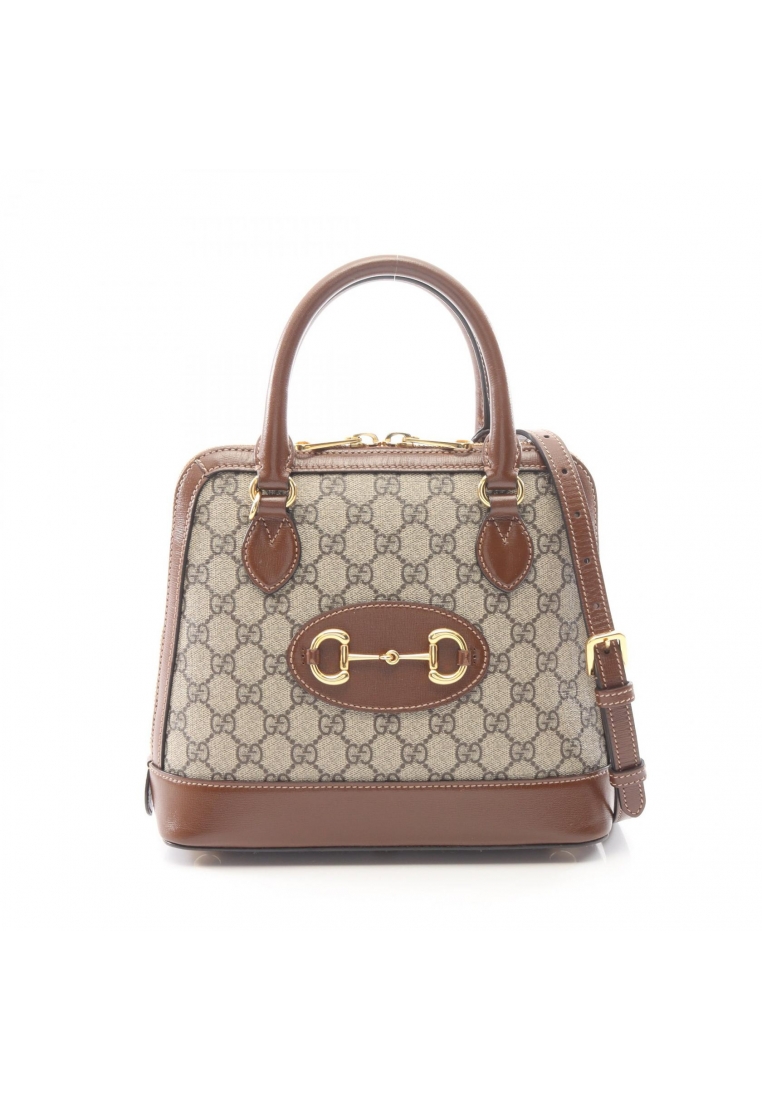 GUCCI Pre-Loved Gucci Horsebit 1955 GG Supreme Small top handle bag 2WAY Handbag PVC leather beige B