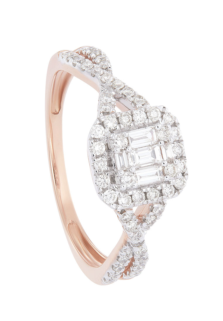 HABIB HABIB FIRE ON ICE | Baguette and Round Diamond Ring in 375/9K Rose Gold 24946