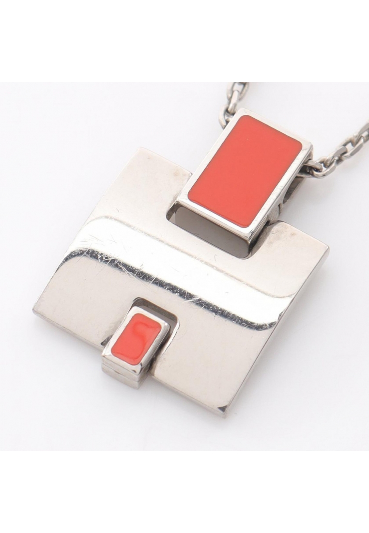 Hermès Pre-Loved Hermès EILEEN Eileen necklace Silver Orange red
