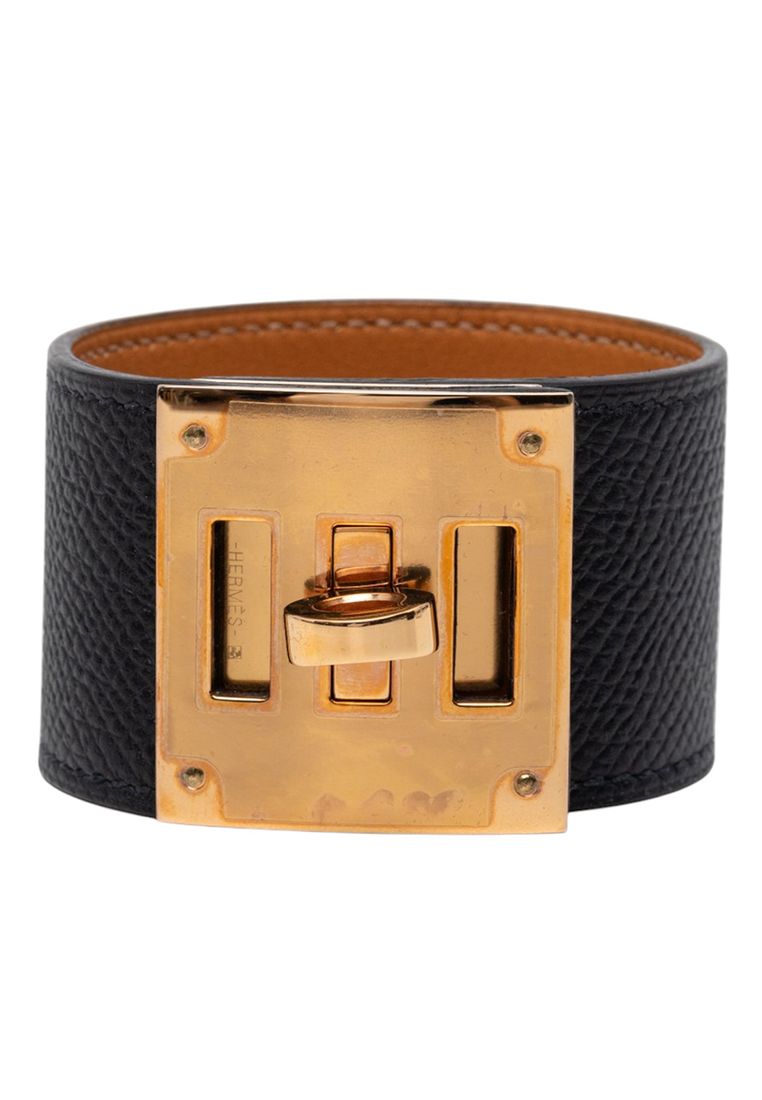 Hermès Pre-Loved Hermès Epsom And Gold Plated Kelly Extreme Dog Bracelet