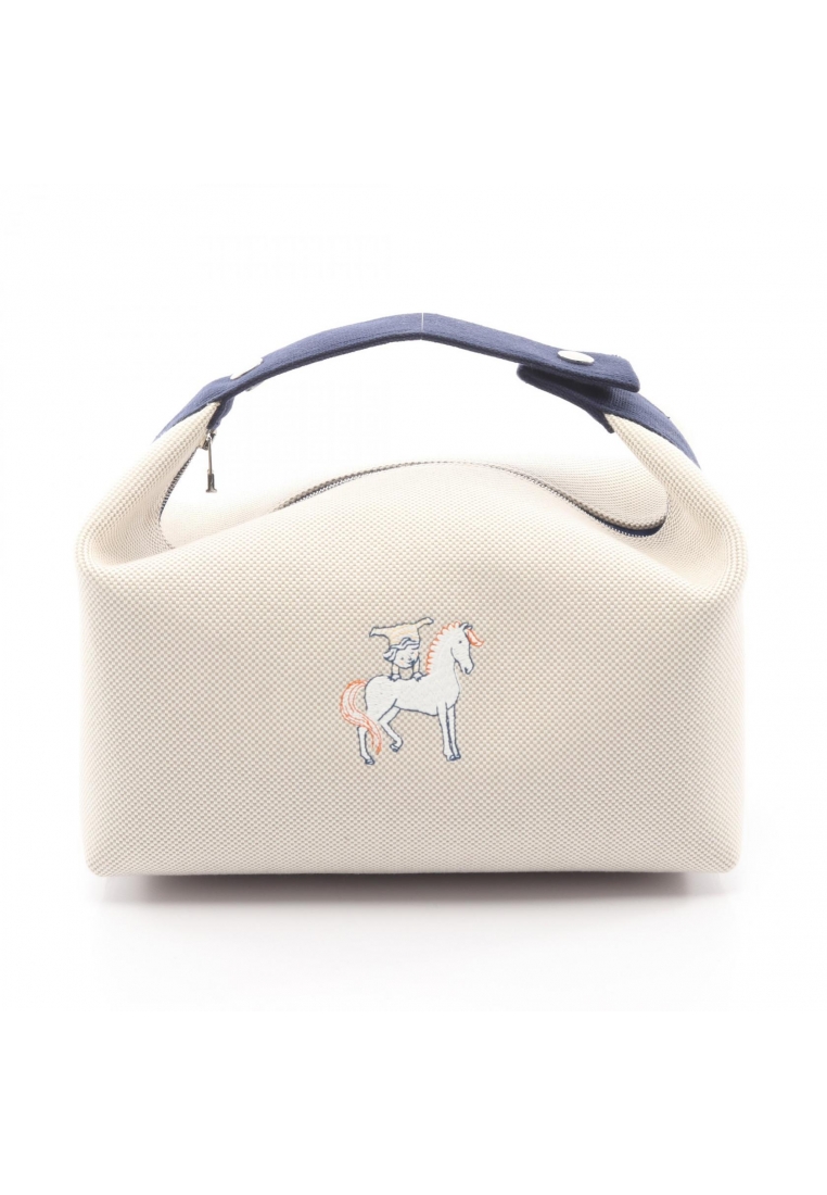 Hermès Pre-Loved Hermès Bride a Brac GM Gabriel Handbag canvas light beige Navy silver hardware