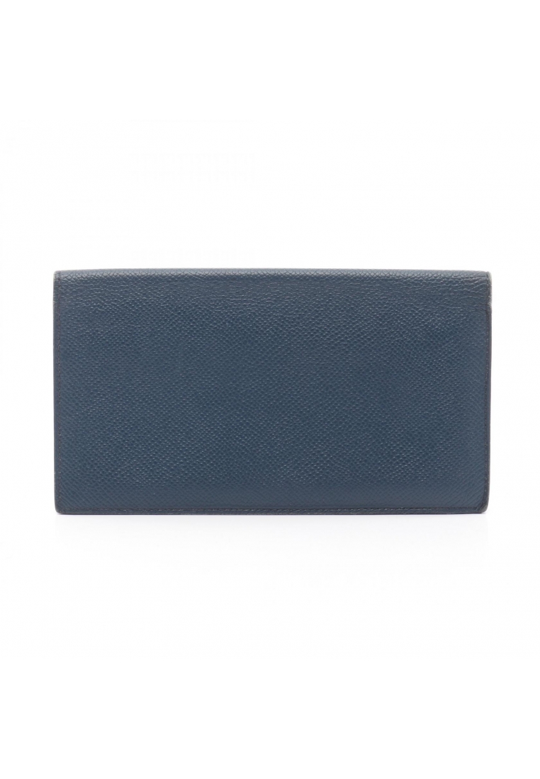 Hermès Pre-Loved Hermès citizen Twill long silk in Bleu de Plus Bi-fold Long Wallet Veau epsom Navy 