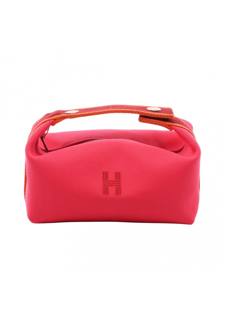 Hermès Pre-Loved Hermès Bride-a-Brac PM hibiscus Handbag canvas pink Bordeaux orange silver hardware