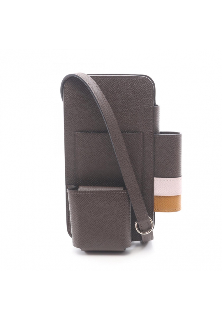 Hermès Pre-Loved Hermès way chocolate Sesame mauve pail phone case smartphone case iphone case Veau 