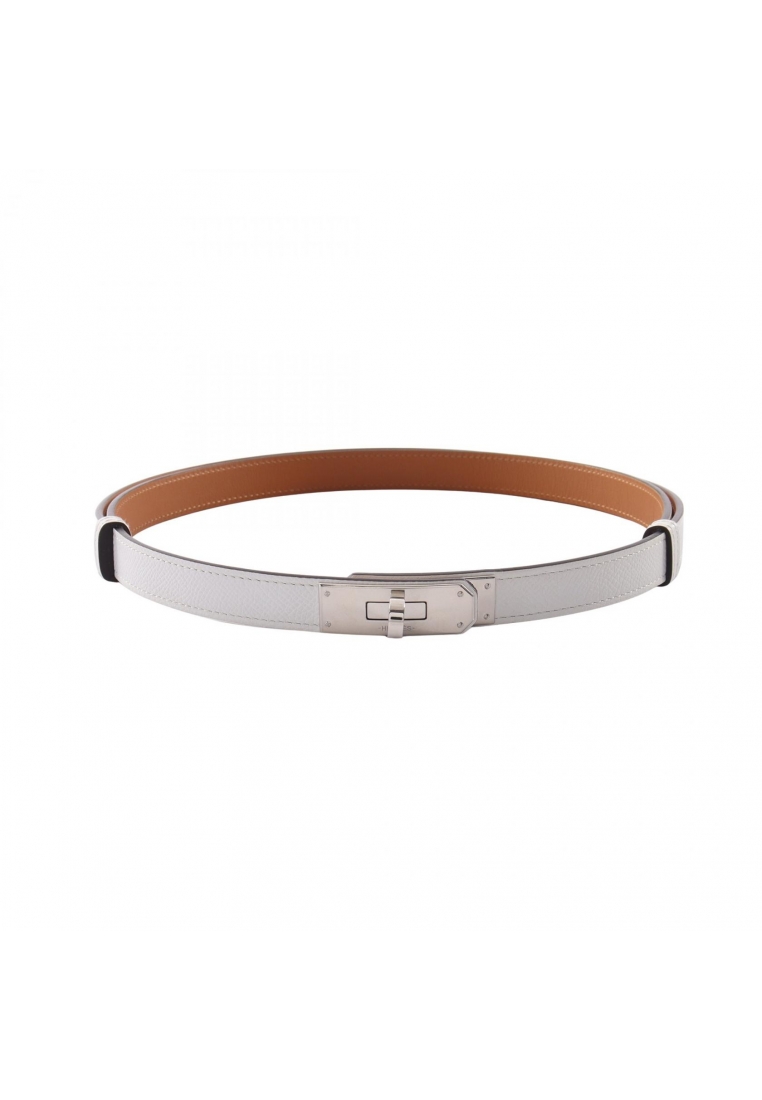 HERMÈS Pre-Loved Hermès kelly belt belt Veau epsom white silver hardware K stamp