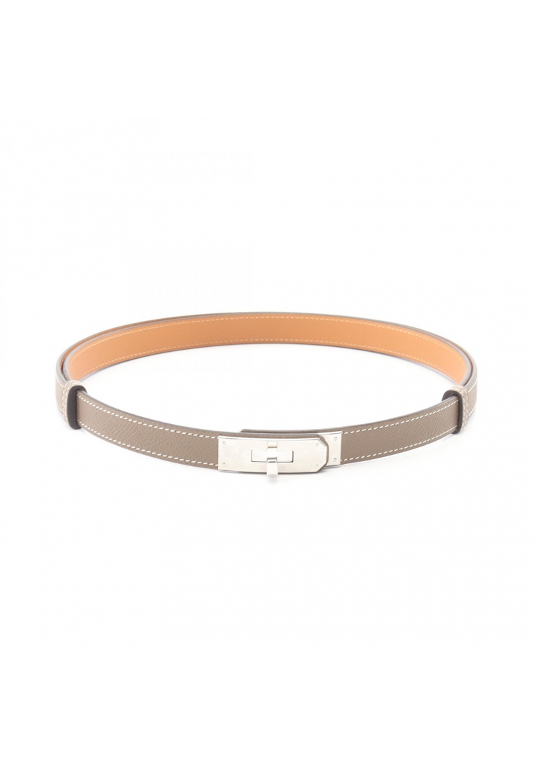 Hermès Pre-Loved Hermès kelly belt Etoupe belt Veau epsom Gray beige silver hardware A stamp