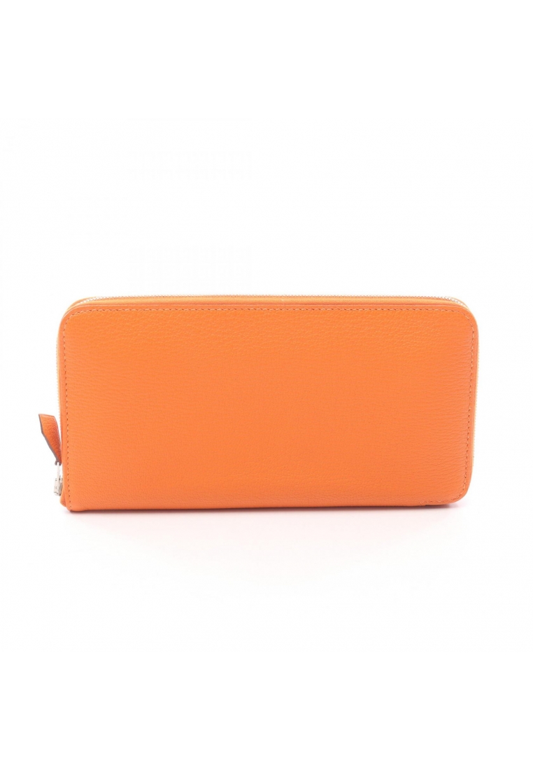 Hermès Pre-Loved Hermès Azap Long silk in Feu round zipper long wallet Chevre orange silver hardware