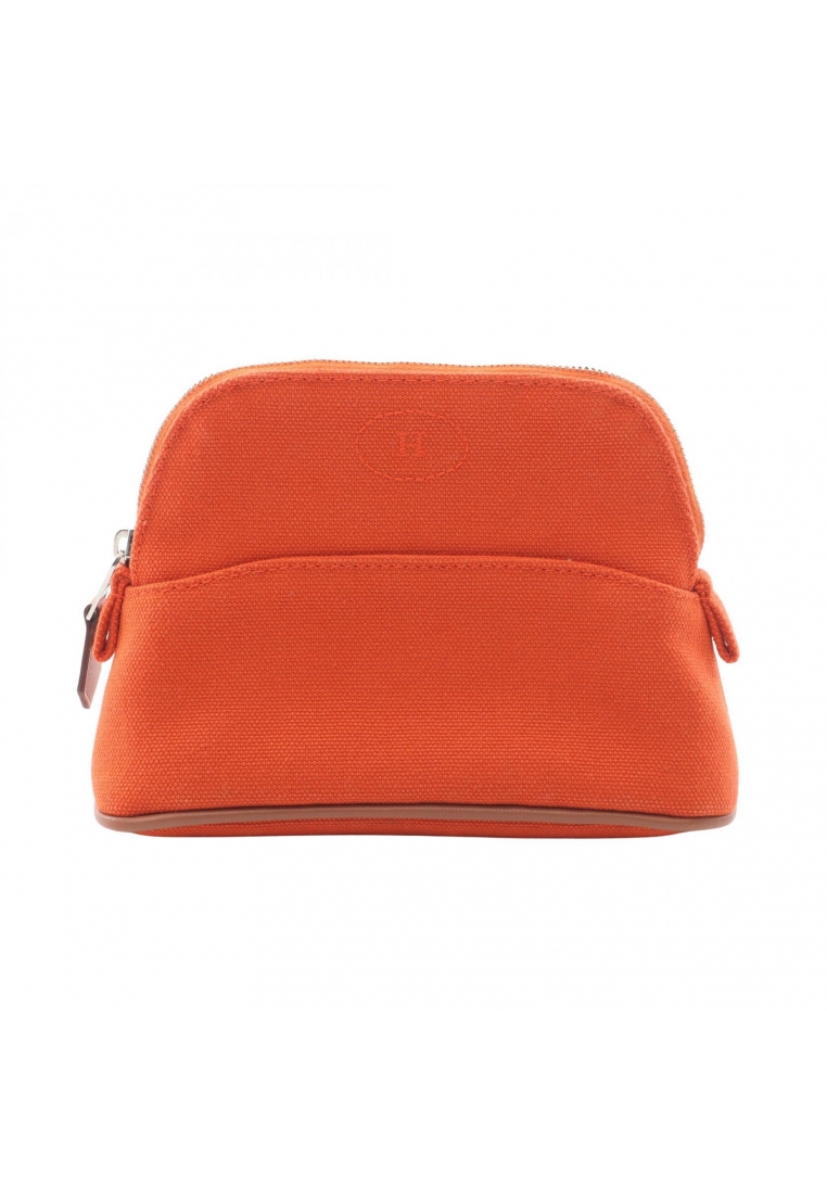 Hermès Pre-Loved Hermès bolide pouch 15 mini mini orange Feu Pouch canvas leather orange silver hard