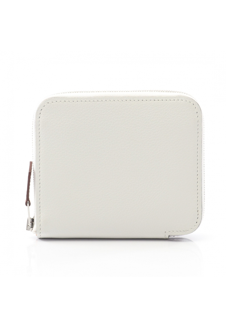 Hermès Pre-Loved Hermès Azap Compact silk in New White round zipper wallet Evercolor white silver ha