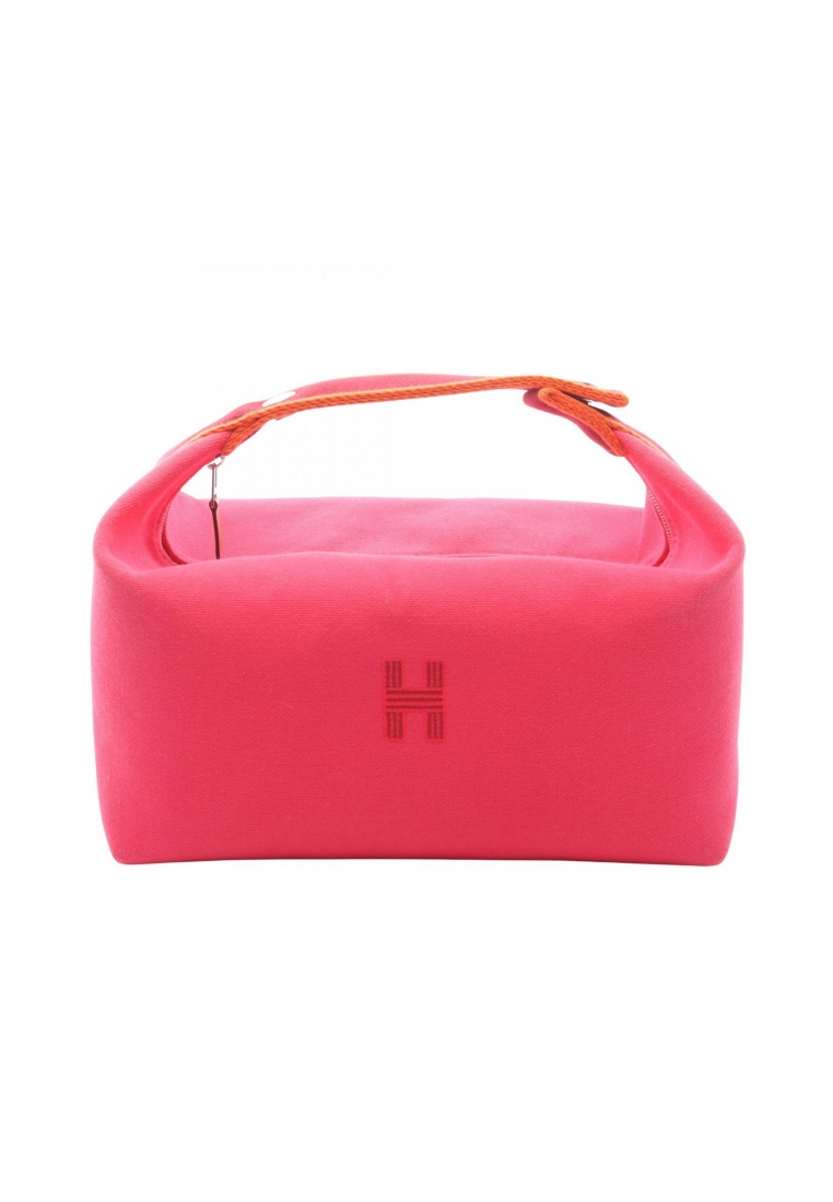 Hermès Pre-Loved Hermès Bride a Brac GM hibiscus Handbag canvas pink Bordeaux orange silver hardware