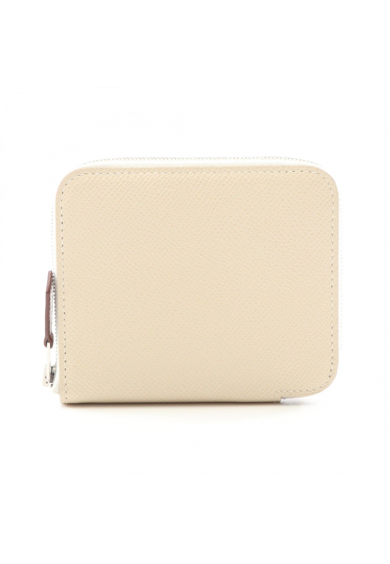 Hermès Pre-Loved Hermès Azap Compact silk in Kure round zipper wallet Veau epsom off white silver ha