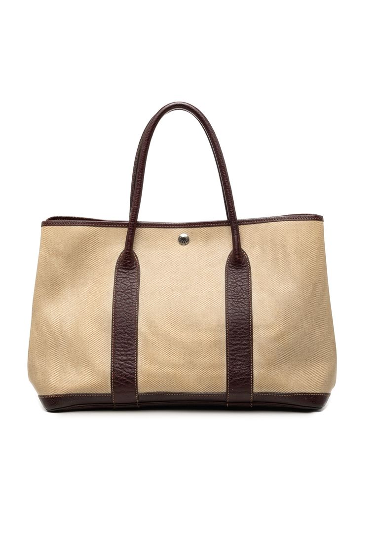 HERMÈS Pre-Loved Hermès Toile And Buffle Skipper Garden Party 36