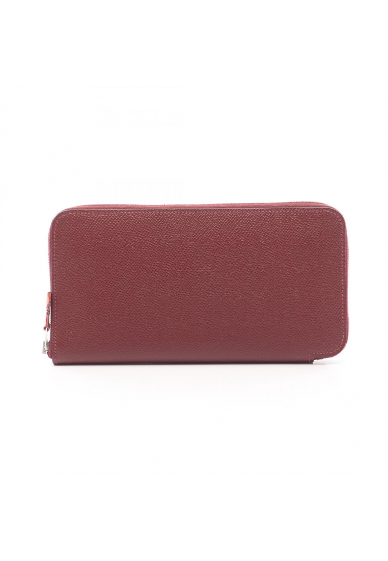 Hermès Pre-Loved Hermès Azap Long silk in Rouge Ash round zipper long wallet Veau epsom Brown silver