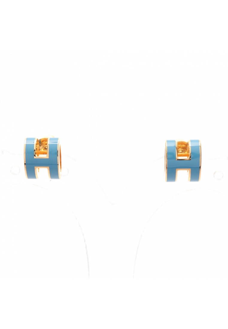 Hermès Pre-Loved Hermès Mini Pop H earrings blue jean earrings GP blue gold