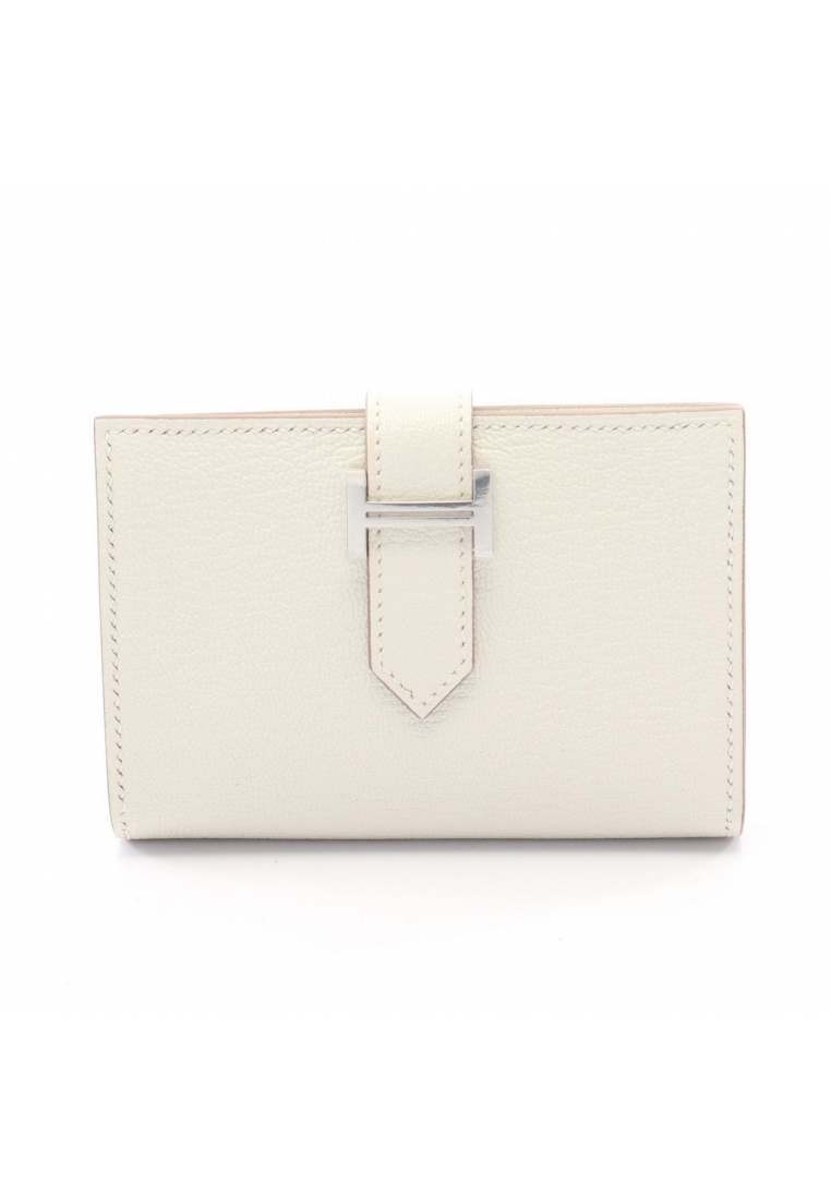 Hermès Pre-Loved Hermès Bearn card case Kure card case Chevre off white silver hardware B stamp