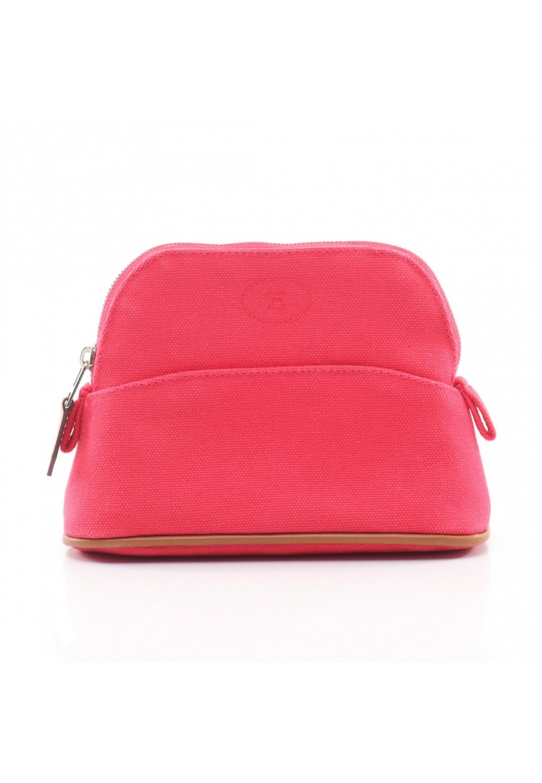 Hermès Pre-Loved Hermès bolide pouch 15 mini mini hibiscus Pouch canvas pink silver hardware