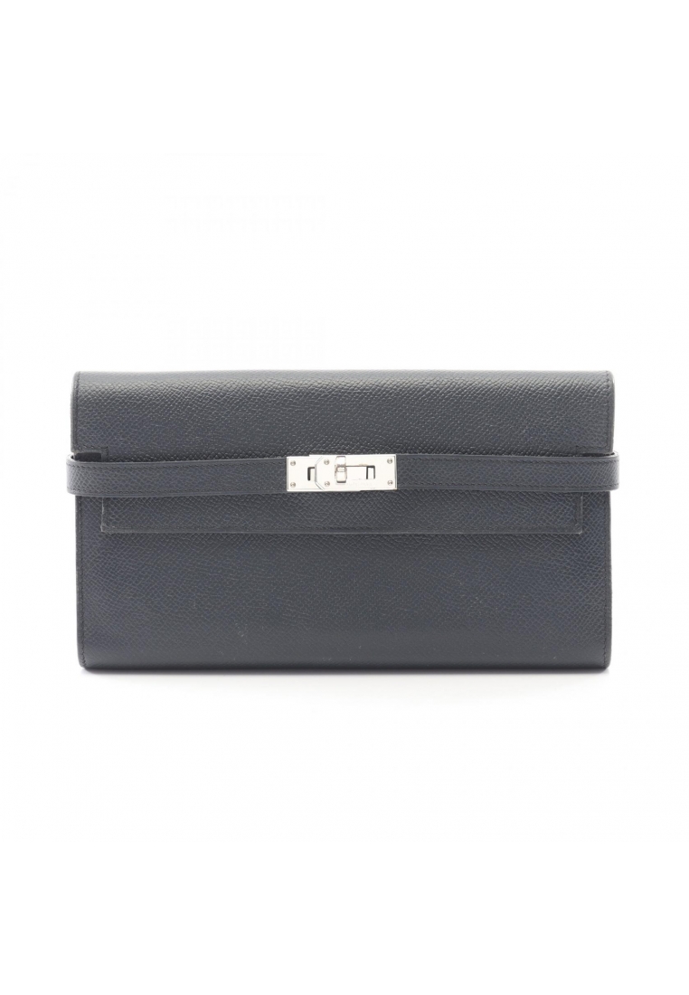 Hermès Pre-Loved Hermès kelly wallet long Verso blue indigo rose purple Bi-fold wallet Veau epsom Da