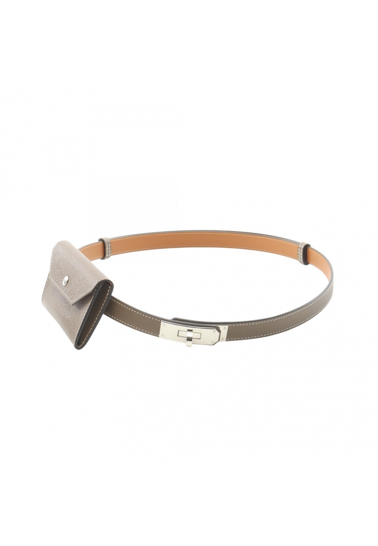 Hermès Pre-Loved Hermès Kelly Pocket 18 Etoupe belt Veau epsom Gray brown silver hardware U stamp