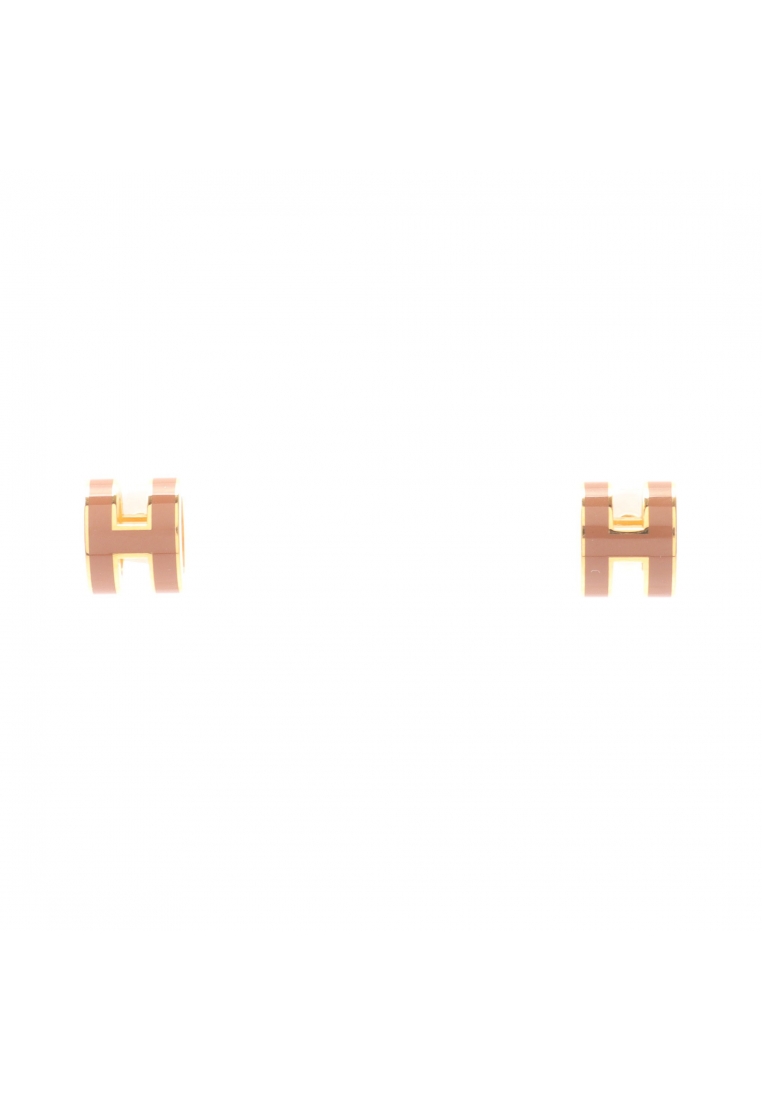 Hermès Pre-Loved Hermès MINI POP H Mini Pop H earrings GP gold pink beige