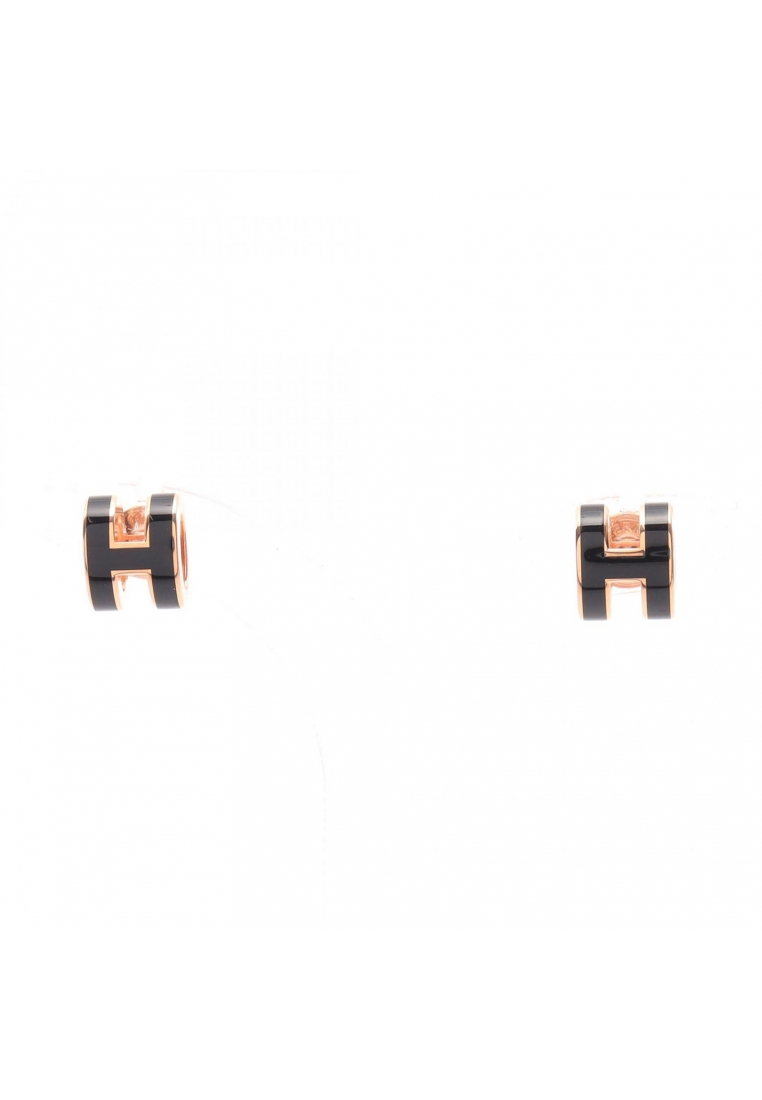 Hermès Pre-Loved Hermès MINI POP H Mini Pop H earrings GP black Pink gold