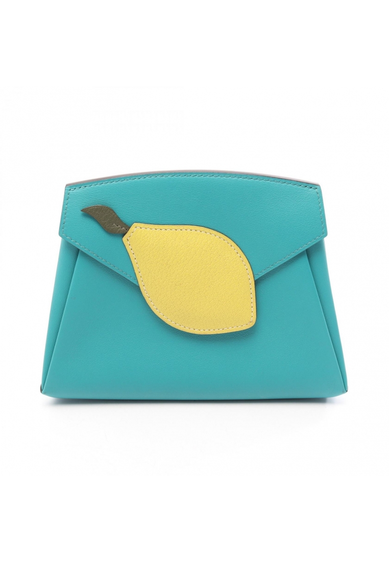 Hermès Pre-Loved Hermès Tutti frutti blue paon lime Pouch Veau Swift Chevre Emerald green yellow sil