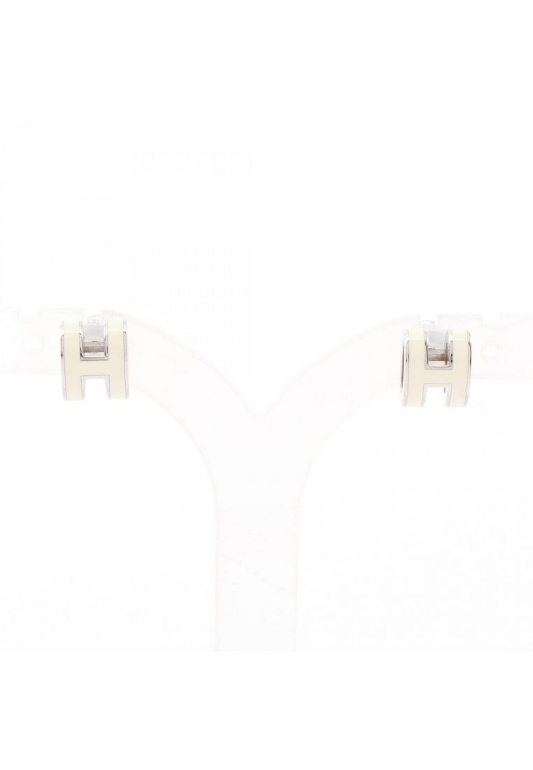 Hermès Pre-Loved Hermès MINI POP H Mini Pop H earrings Silver ivory