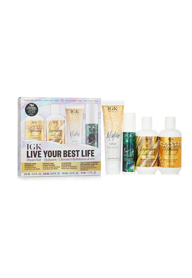 IGK IGK - Live Your Best Life - Shampoo, Conditioner, Hair Balm, Hair Oil Set