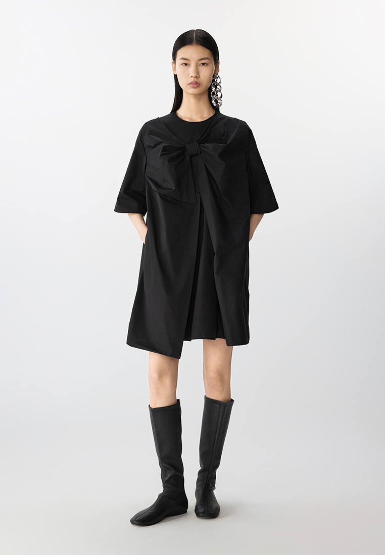 Jnby Cotton three-dimensional graphic A-Line short-sleeved dress