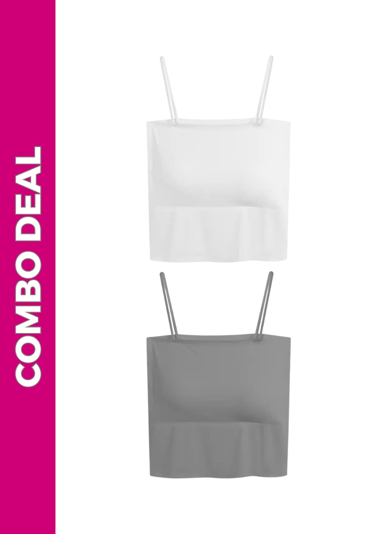 Kiss & Tell 2 Pack Premium Arina Ice Silk Bralette Inner Top Tube in Grey and White