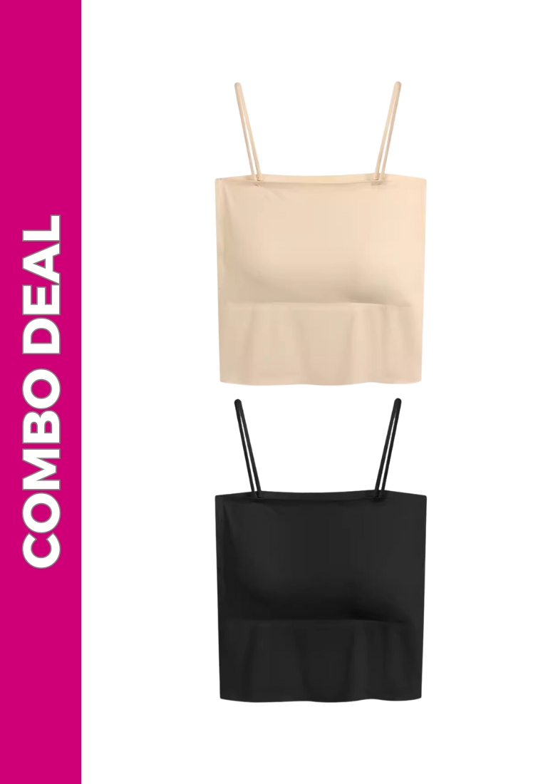 Kiss & Tell 2 Pack Premium Arina Ice Silk Bralette Inner Top Tube in Nude and Black