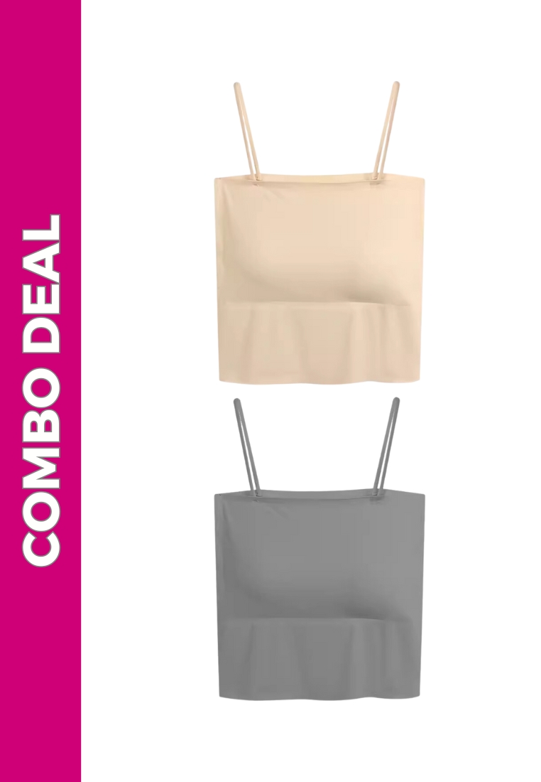 Kiss & Tell 2 Pack Premium Arina Ice Silk Bralette Inner Top Tube in Grey and Nude