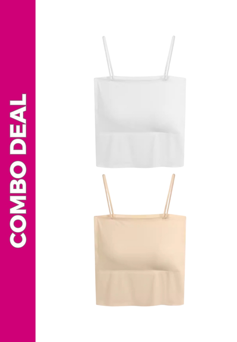 Kiss & Tell 2 Pack Premium Arina Ice Silk Bralette Inner Top Tube in Nude and White