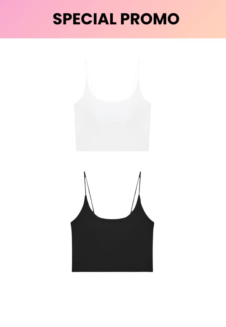 Kiss & Tell 2 Pack Premium Alaia Seamless Ice Silk Bralette Inner Top in White and Black