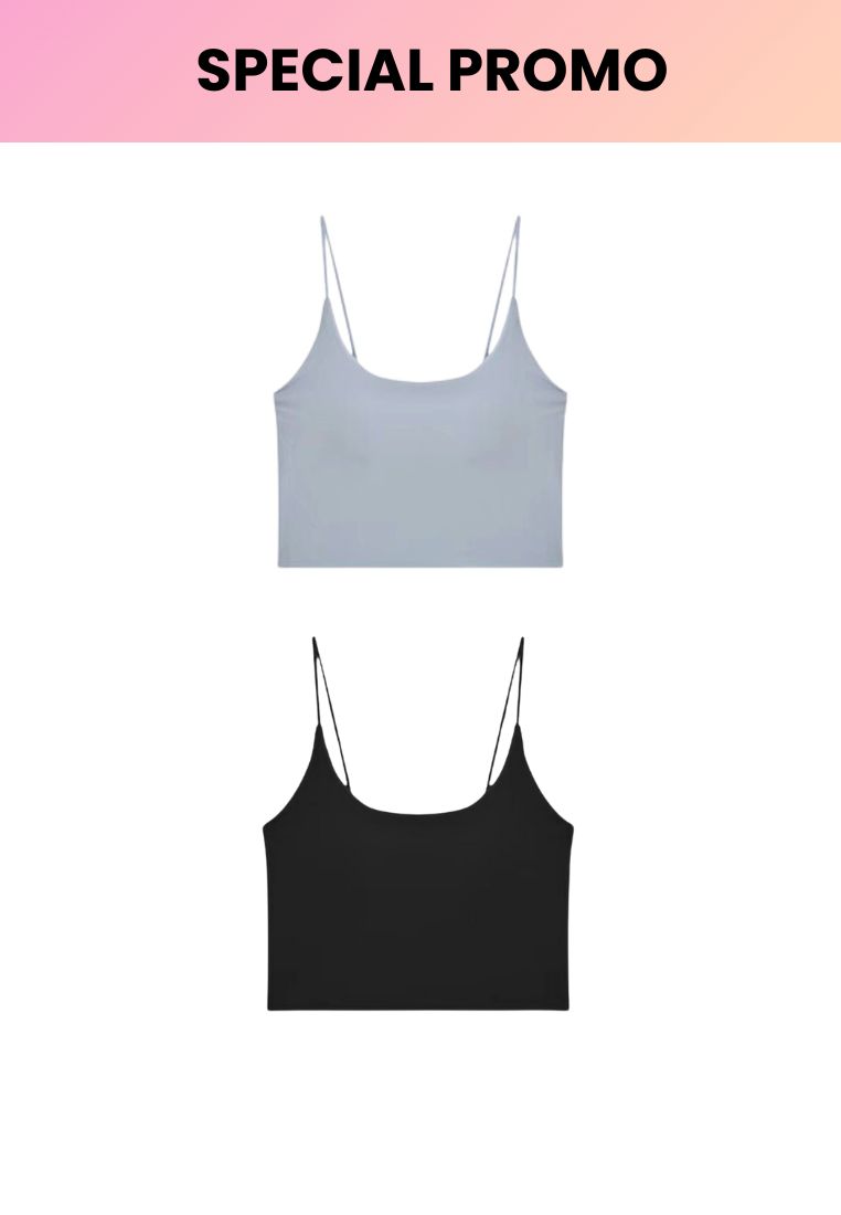 Kiss & Tell 2 Pack Premium Alaia Seamless Ice Silk Bralette Inner Top in Grey and Black