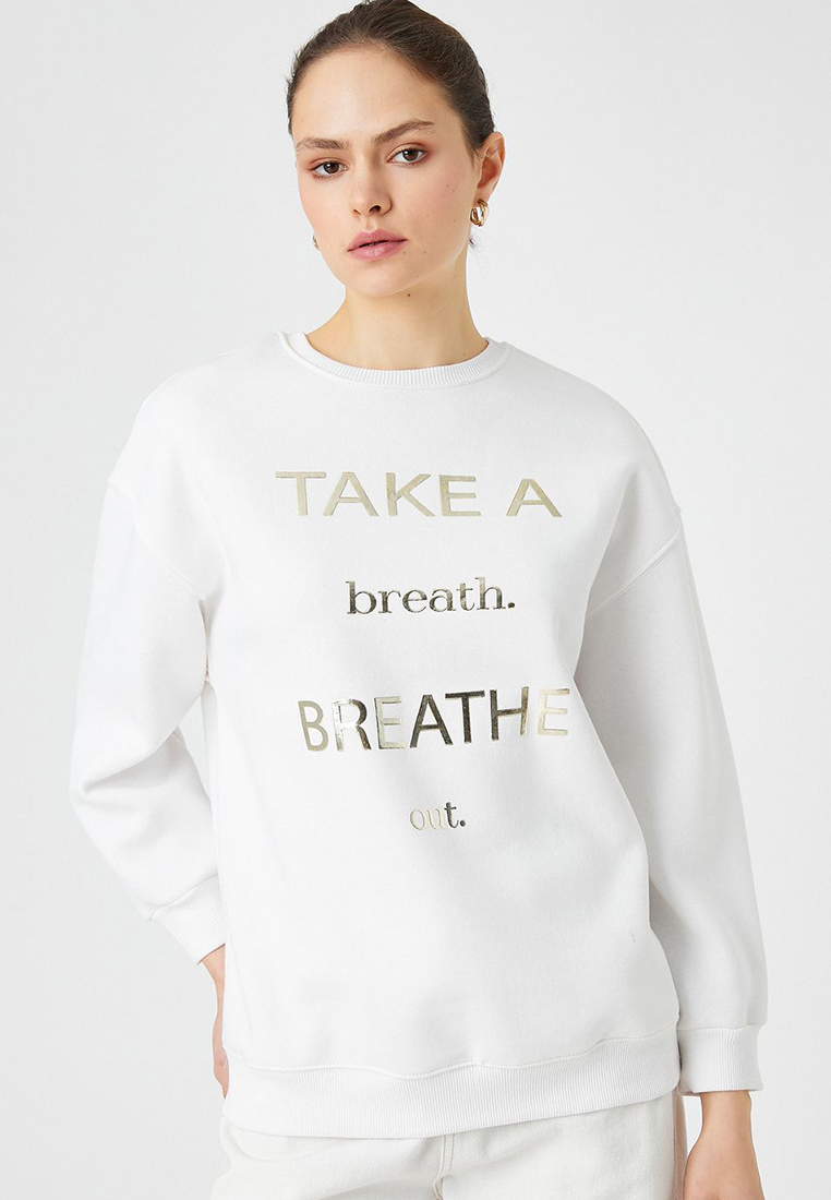KOTON Metallic Text Printed Sweatshirt