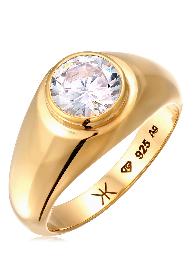 Kuzzoi Ring Men Cubic Zirconia Gold Plated